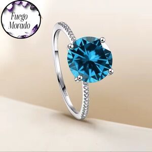 Vibrant Blue Gemstone Sterling Silver Ring Size 7